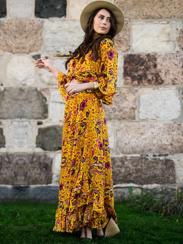Woman in tamga designs lyocell dress