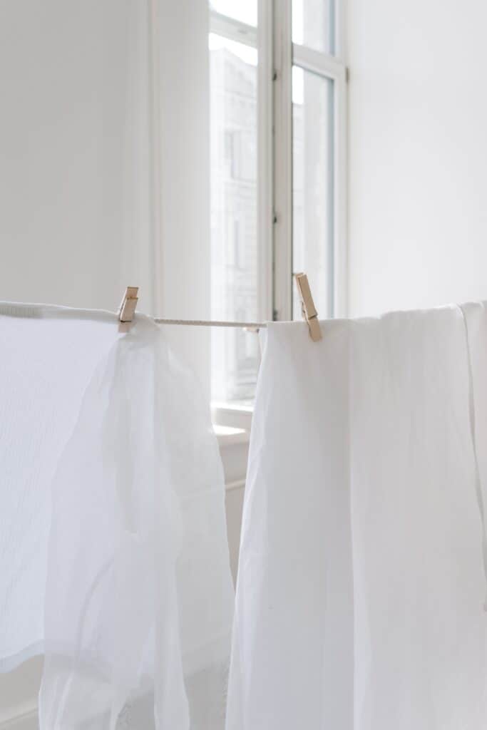 White laundry hanging on a pin